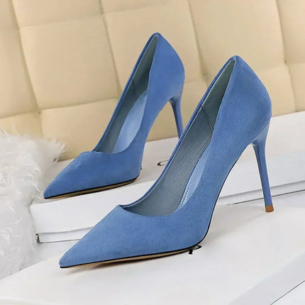 Donne 9 cm Tacchi alti Festa quotidiana Décolleté in pelle scamosciata colorata Scarpins femminili Stiletto Banchetto serale Rosso Giallo Scarpe Plus Size 34-43