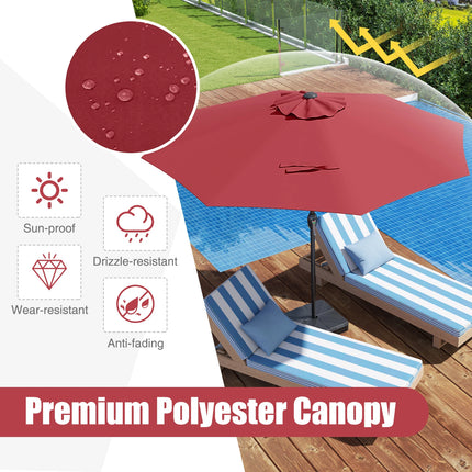 Ombrellone da Esterno con Stecche Verniciate a Polvere, Apertura Manuale, Ventilazione, Resistente al Vento, Protezione Solare per Giardino, Terrazza, Spiaggia