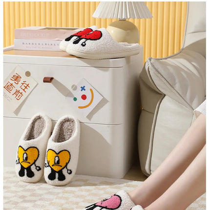 Comwarm Pantofole pelose in pelliccia invernale per donna Scivoli piatti soffici per camera da letto simpatico cartone animato Morbido comfort Scarpe calde in cotone felpato per la casa
