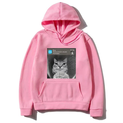 There Is Motion At Your Front Door Funny Silly Cat Meme Hot 2D Hoodie Men Women's Fleece vintage Sweatshirt Autumn Casual pullov