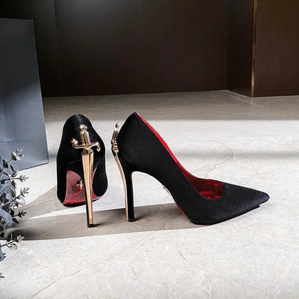Scarpe da Donna di Lusso con Decorazioni Metalliche, Tacco Alto a Punta, Eleganti Scarpe Casual Francesi, Zapatos Mujer platinumshop