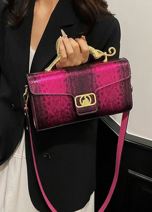 New Ladies Metal Buckle Simple Fashion Shoulder Bag Party Commuting Bag Women Luxury Brand Design PU Leather Bag PlatiNum