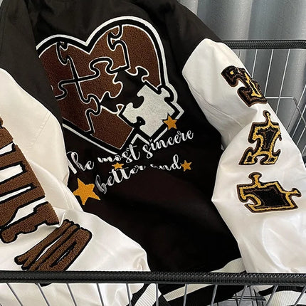American Retro Baseball Jacket Unisex Loose Street Style Spring Autumn Couple Outerwear Windproof Long Sleeve Youth Fashion