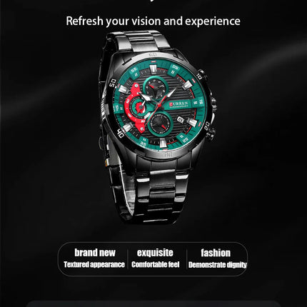 CURREN 8402 Orologio da uomo in acciaio inossidabile Moda creativa Quadrante luminoso con cronografo Orologio da uomo di lusso per il tempo libero reloj hombre platinumshop