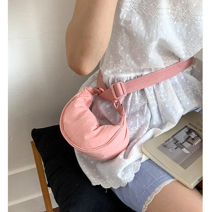 Simple Design Women's Messenger Bag Fashion Ladies Nylon Hobos Small Shoulder Bags Vintage Female Girls Purse Cloth Handbags PlatiNum