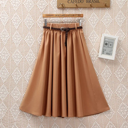 Gonna estiva midi al ginocchio da donna con cintura Gonna da scuola a pieghe a vita alta da donna coreana alla moda femminile