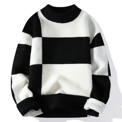 2023 New Style Turtleneck Sweater Men Pullovers Autumn Winter Soft Lightweight Warm Knitted Jumper Hombre Plaid Sweater