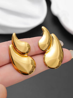 Orecchini Geometrici a Goccia d'Acqua in Acciaio Inossidabile per Donna, Eleganti Vintage Placcati Oro, Gioielli da Indossare Quotidianamente