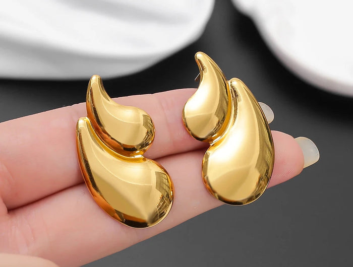 Orecchini Geometrici a Goccia d'Acqua in Acciaio Inossidabile per Donna, Eleganti Vintage Placcati Oro, Gioielli da Indossare Quotidianamente platinumshop