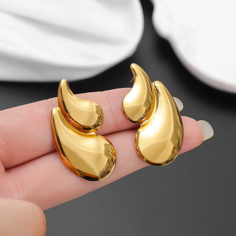 Orecchini Geometrici a Goccia d'Acqua in Acciaio Inossidabile per Donna, Eleganti Vintage Placcati Oro, Gioielli da Indossare Quotidianamente platinumshop