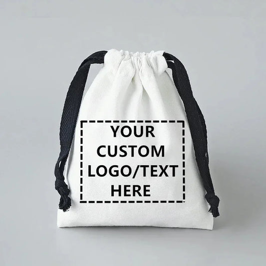 10/20pieces Customized Logo Canvas Drawstring Bag - Reusable Wedding Favor, Party Gift, Storage Pouch for Promotional Events - PlatiNum