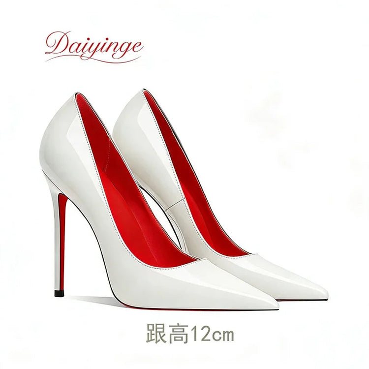 Scarpe da Donna 2026 di Tendenza Lusso con Suola Rossa Tacchi Alti a Punta Stiletto 12 cm Comode per Feste e Cerimonie platinumshop