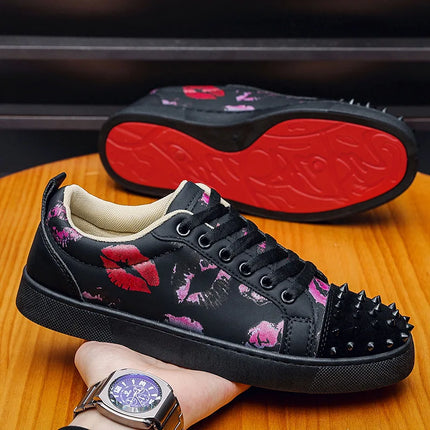 Fashion Trend Couples Casual Sneakers Red Sole Rivet Board Shoes for Men High Quality Man's Leather Sneakers for Men Women Shoes