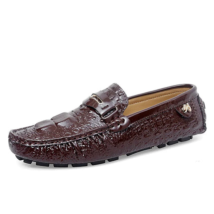 Scarpe Slip-On da Uomo in Pelle di Coccodrillo di Lusso, Scarpe Casual Primaverili ed Estive per la Guida, Stile Coppia, Taglio Basso, Suola in Gomma Traspirante