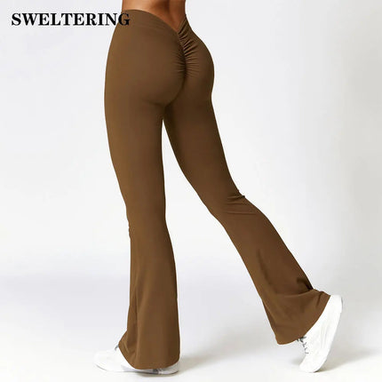 High Waist Flare Leggings Yoga Pants Women Wide Leg Pants Women Gym Workout Fitness Sports Flared Pants Latin Dance Trousers PlatiNum