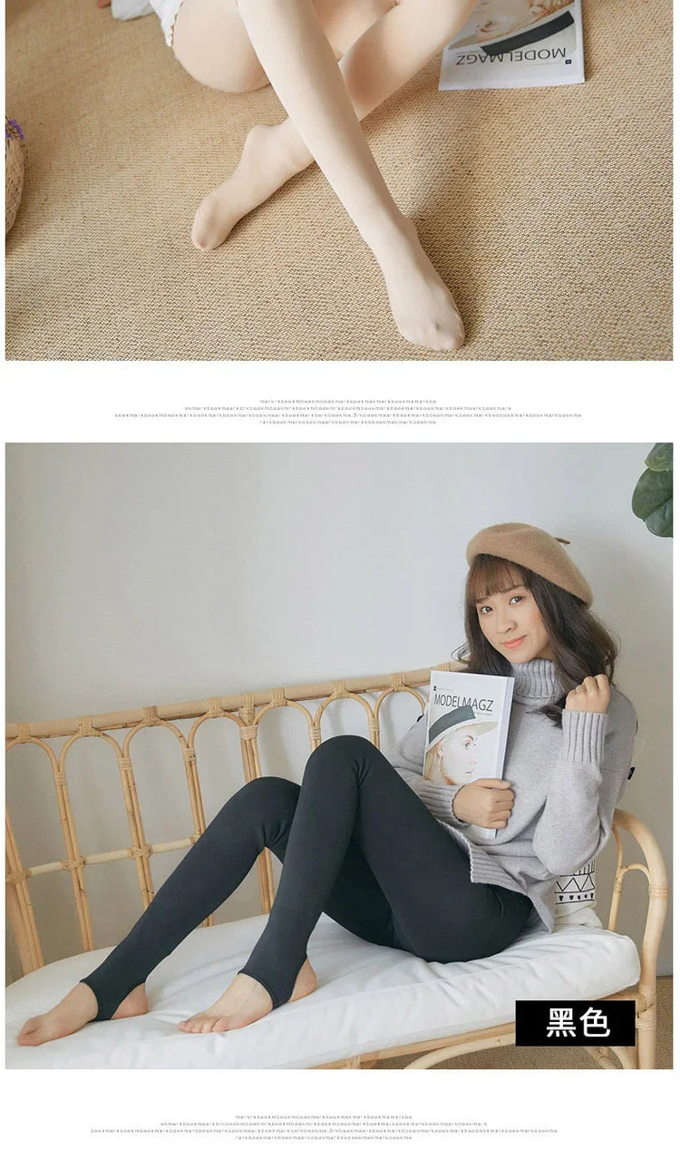 Leggings termici da donna Panty in pile Collant da donna Calze Collant Donna Inverno Falso Traslucido Caldo Collant sexy Inverno