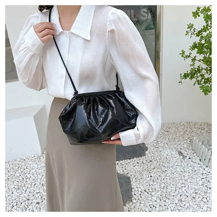 Small Luxury Design Women's Leather Silver Cloud Bag Female Gold Crossbody Bag Ladies Party Clutch Purse Female Handbags PlatiNum