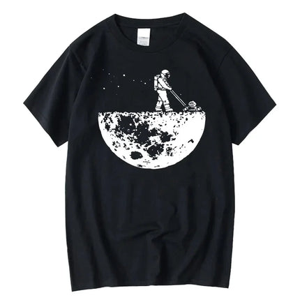 Men's Summer High Quality T-shirt 100% Cotton Funny Moon Cleaner Print Casual Cool Loose O-Neck Male Soft T-shirt Hip Hop Tees