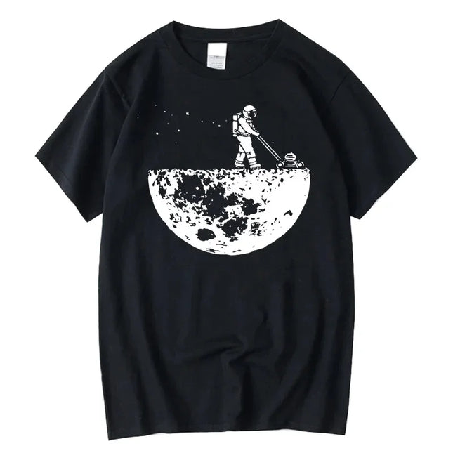 T-shirt d'été pour homme de haute qualité 100 % coton, drôle, nettoyeur lunaire, imprimé décontracté, ample, col rond, douce, Hip Hop