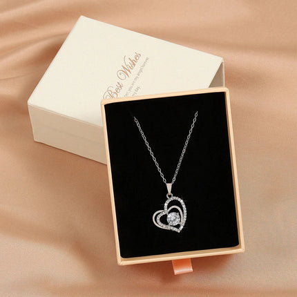 ZAKOL Simple Geometric Crystal White Zircon Pendant Necklace For Women Silver-Color Wedding Party Jewelry Gift With Box PlatiNum