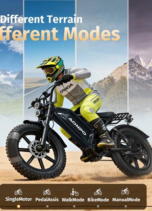 Nuova Bici Elettrica POWBEN V20 2026 UE, Motore 2000W, Velocità Massima 50km/h, Batteria 52V 15Ah, Pneumatici 20×4.0, Cambio a 7 Velocità SL-TX30-7R, E-Bike per Adulti
