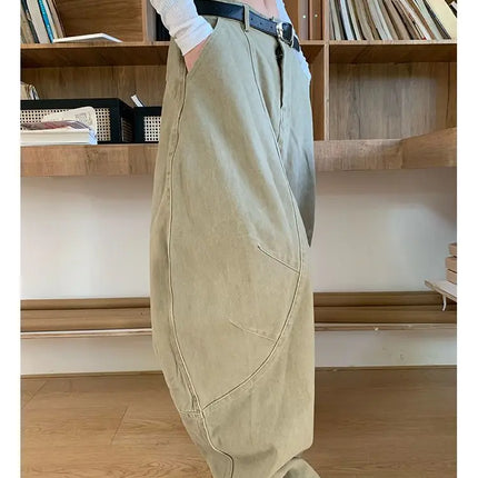 HOUZHOU Y2K Vintage Wash Donna Cargo Jeans Harajuku Scimitar Gamba larga Pantaloni in denim retrò americani Pantaloni larghi Gyaru Streetwear