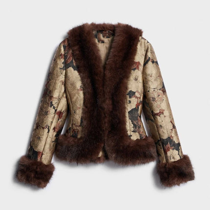 Women Wool Blend Coat Big Faux Fur Collar And Cuffs Belted Waist Wrap Loose Winter Jacket Thick Warm Elegant Lady Outerwears