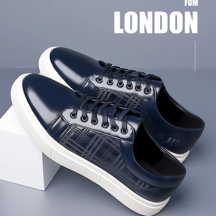 Daily Men's Luxury Brand Shoes Casual Blue Black Sneakers Shoes Man Lace-up Comfortable Leather Flat Shoes