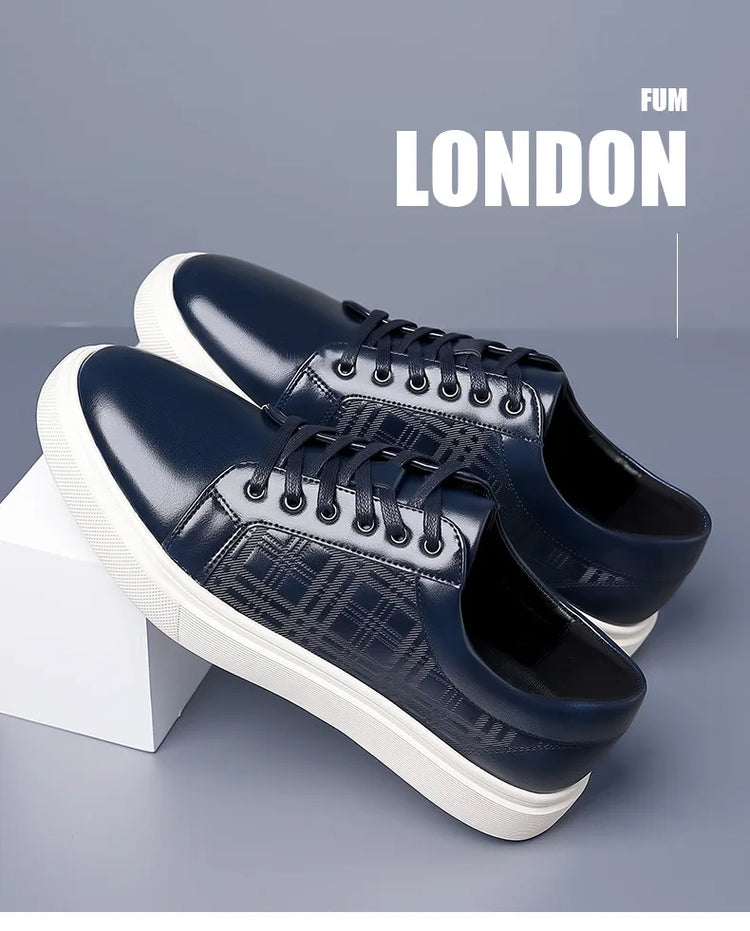 Daily Men's Luxury Brand Shoes Casual Blue Black Sneakers Shoes Man Lace-up Comfortable Leather Flat Shoes