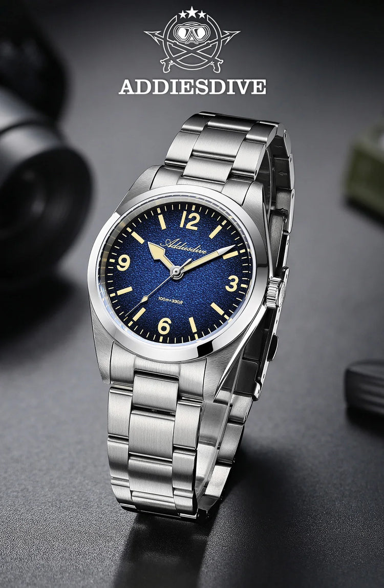 ADDIESDIVE Watches Men New 36mm Sapphire Quartz Wristwatch Japan 2035 Movement AR Coating BGW9 Luminous 100m Waterproof AD2544