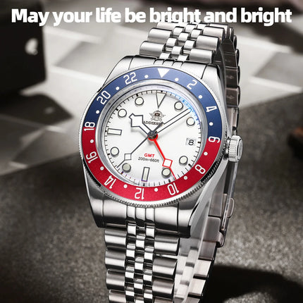 ADDIESDIVE Luxury GMT515-24H Men's Watch Diver 200m Bubble Mirror Glass BGW9 Super Luminous Stainless Steel Men's Analog Watches