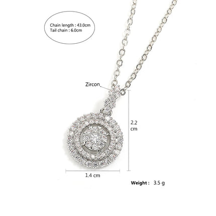 ZAKOL Simple Geometric Crystal White Zircon Pendant Necklace For Women Silver-Color Wedding Party Jewelry Gift With Box PlatiNum