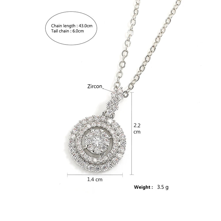 ZAKOL Simple Geometric Crystal White Zircon Pendant Necklace For Women Silver-Color Wedding Party Jewelry Gift With Box PlatiNum