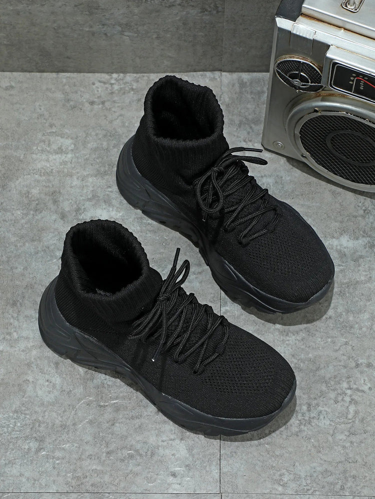 Women Casual Mesh Shoes Fashion Knitted Socks Shoes Chunky Shoes Slip-on Casual Sneakers Men Light Breathable Walking Footwear PlatiNum