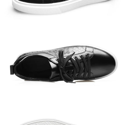 New 2024 Men Casual Leather Sneakers Lace Up Comfortable Outdoor Male Sports Casual Board Shoes Black Brown