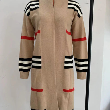 Print Long Cardigan For Women 2025 New Autumn Winter Clothes Knit Loose Outerwear Soft Sweater Coat Streetwear Fashion Cover Up