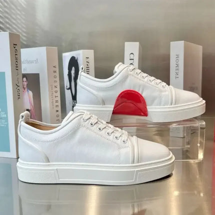 New Style Casual Leather Casual Couple Sneakers Unisex Fashion Crescent Bottom White Shoes Red Sole Men's Women's Casual Shoes