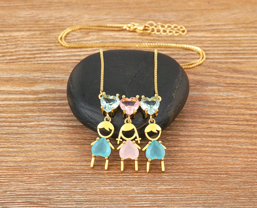 AIBEF Cuore Strass Ragazza e Ragazza Donna Ciondolo Collana Madre Cubic Zirconia Rame Dolce e Carino Gioielli Regalo di Fascino per Bambini