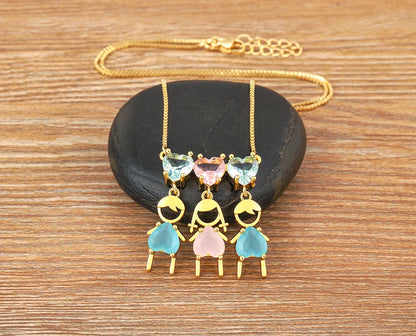 AIBEF Cuore Strass Ragazza e Ragazza Donna Ciondolo Collana Madre Cubic Zirconia Rame Dolce e Carino Gioielli Regalo di Fascino per Bambini