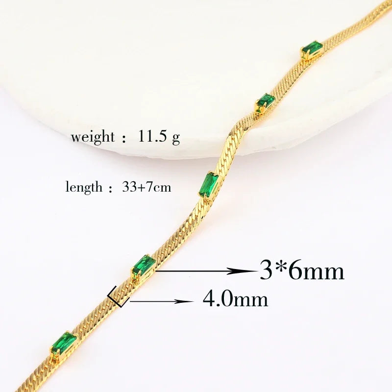 Collana a catena da tennis Hip Hop con zirconi cubici verdi stile misto CZ per donna Gioielli girocollo in oro 18 carati con smeraldi di cristallo per feste di strada