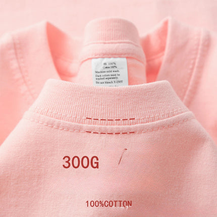 Beige 300g Heavyweight Cotton Short Sleeved T-shirt Summer Round Neck Loose and Base Shirt for Men Women Basic Tee PlatiNum