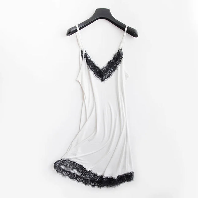 Women's spring/autumn clothing 23% natural mulberry silk loose V-neck lace slip