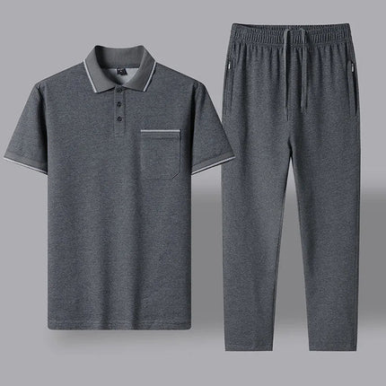 2024 Summer New Comfortable Soft Cotton Fashion Suit Men's Casual Relaxed Breathable Plus Size High Quality Sports Two-Piece Set PlatiNum
