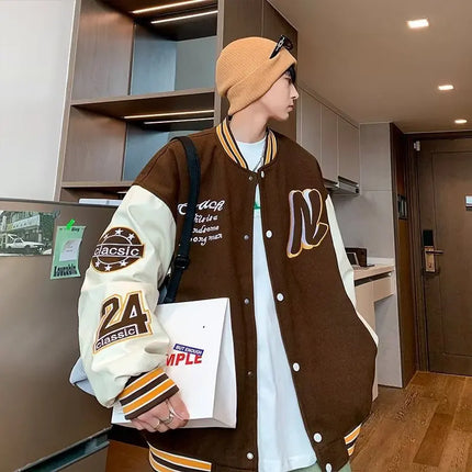 Embroidery Baseball Uniform Man Casual Jackets New Autumn Splicing Trendy Jacket Fashion High Street Outerwear Loose Clothes