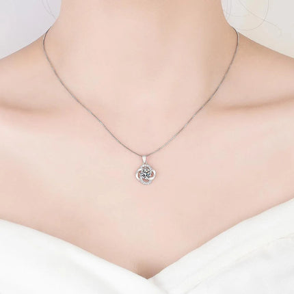 Collane e pendenti da donna in argento sterling 925 con ametista a forma di fiore, gioielli alla moda per matrimoni e feste. PlatiNum