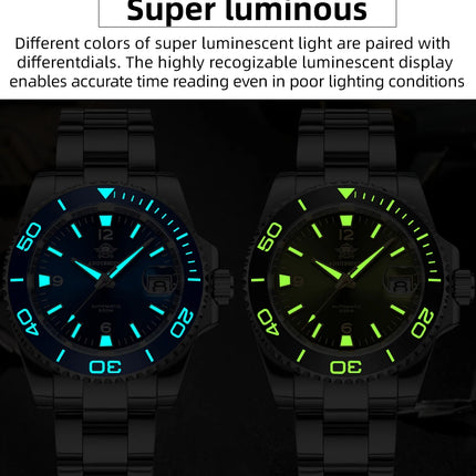 ADDIESDIVE Men Fashion Diving Mechanical Watch, Sapphire Crystal 20Bar Ceramic Bezel Super Luminous Stainless Steel Personalized