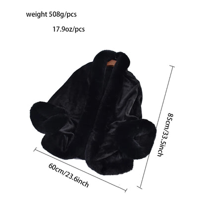 Winter New Fashion Warm Sleeve Plush Cape Cape Large Loose Bat Sleeve Plush Coat Cardigan Women