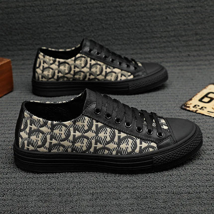 New Shoes for Men Genuine Leather Patchwork Casual Shoes Trend Flat Skateboard Shoes Youth Cool Lace-up Sneakers