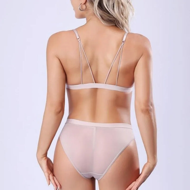 Women Front Closure Bra Set Silky Sexy Lingerie Low Waist Panties Female Push Up Bra Wireless Brassiere Seamless Underwear