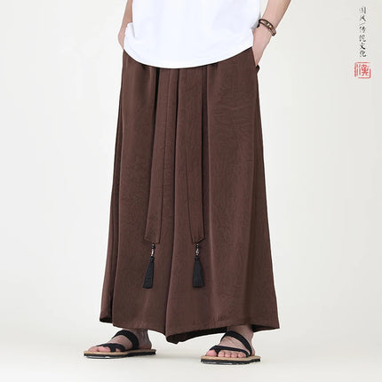 Pantaloni stile cinese da uomo nuovi pantaloni larghi casual in seta di ghiaccio a gamba larga pantaloni da uomo kimono alla moda retrò comodi e traspiranti